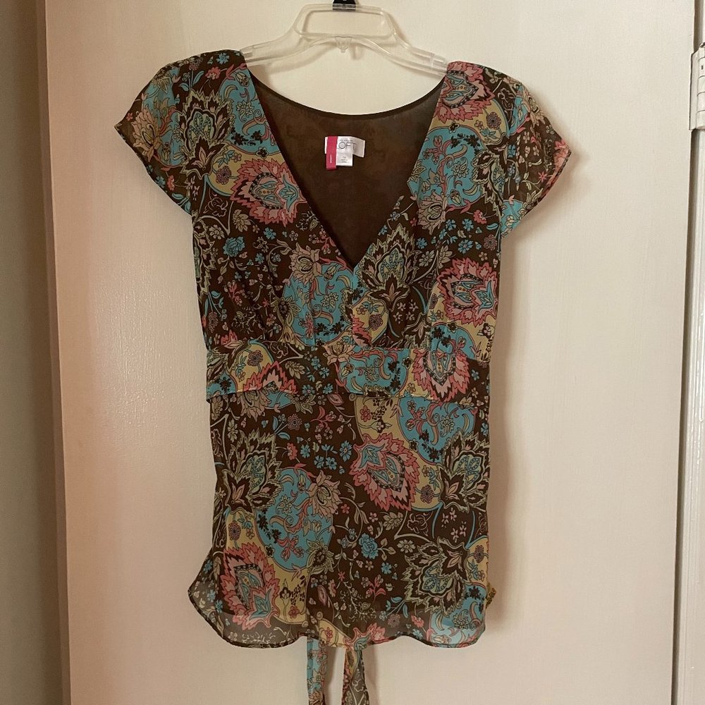 Loft Floral Blouse - Brown/Pink/Turquoise